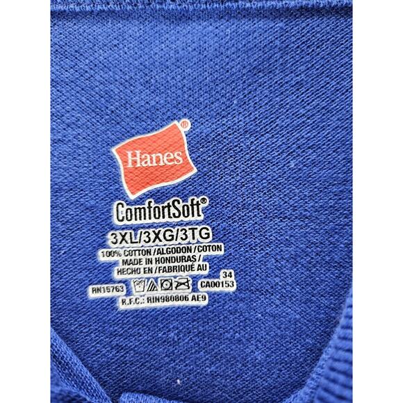 Hanes Mens Polo Blue Size 3XL 100% Cotton Short Sleeve Pullover Buttons - Picture 5 of 12